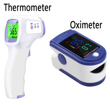 Infrared thermometer and finger pulse oximeter